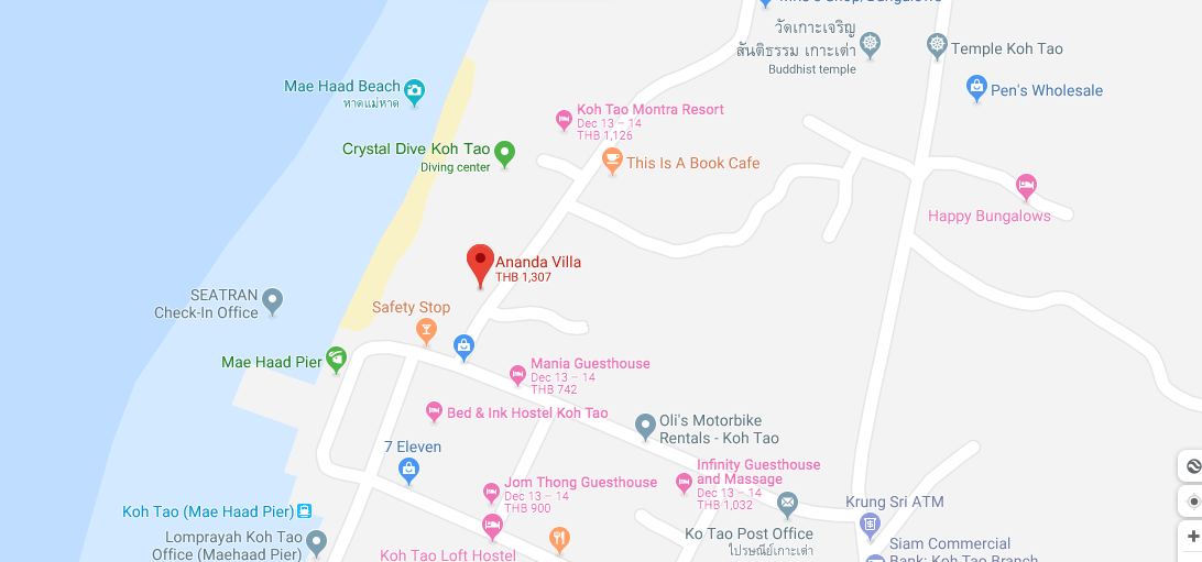 Ananda Villa Hotel Koh Tao Location