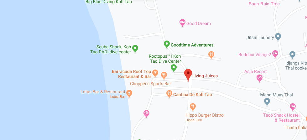 thefunkyturtle.com cafes and coffee shops on koh tao living juices location