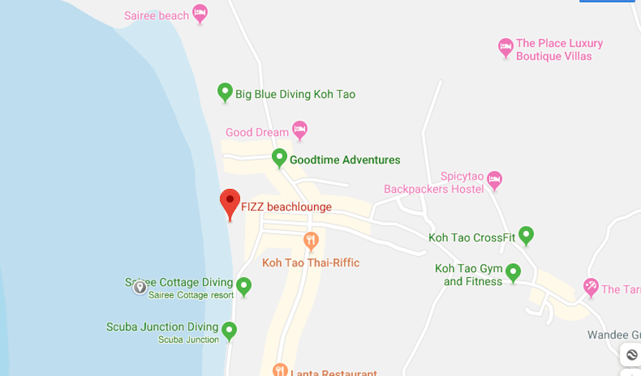 Fizz Beach Lounge Koh Tao Location thefunkyturtle.com fizz beach lounge koh tao location