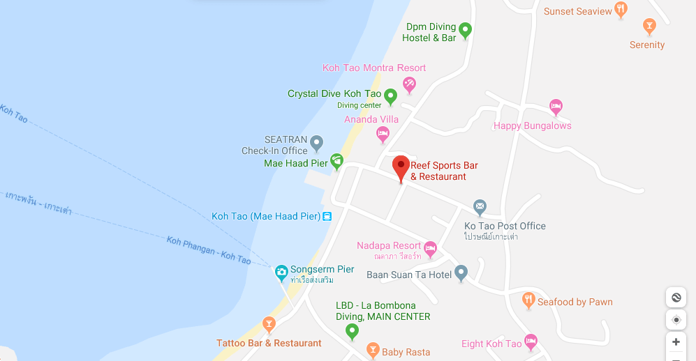 Reef Sports Bar & Restaurant Koh Tao Location