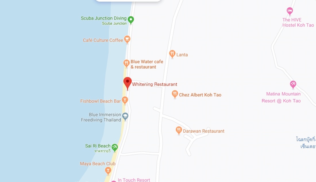 Whitening Bar & Restaurant Koh Tao Location