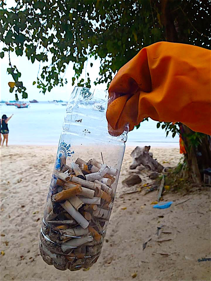 www.thefunkyturtle.com cigarette butt challenge clean up koh tao