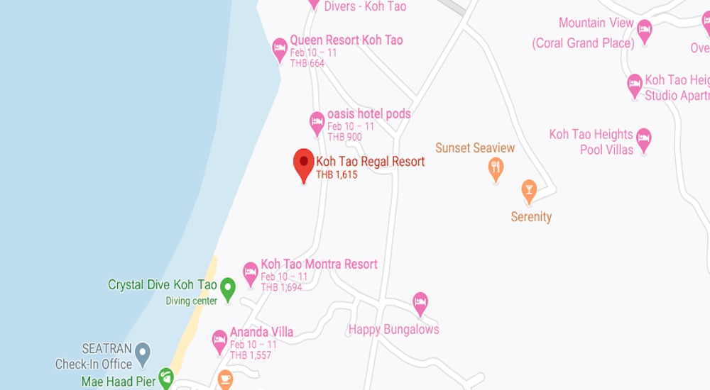 Koh Tao Regal Resort Location on Koh Tao