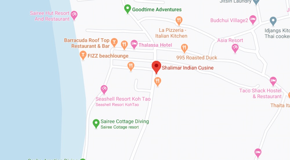 Shalimar Indian Restaurant Koh Tao Map Location