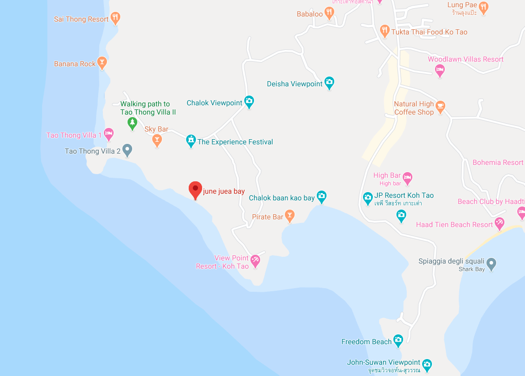 June Juea Bay Map Location thefunkyturtle.com beaches at june juea bay koh tao map location