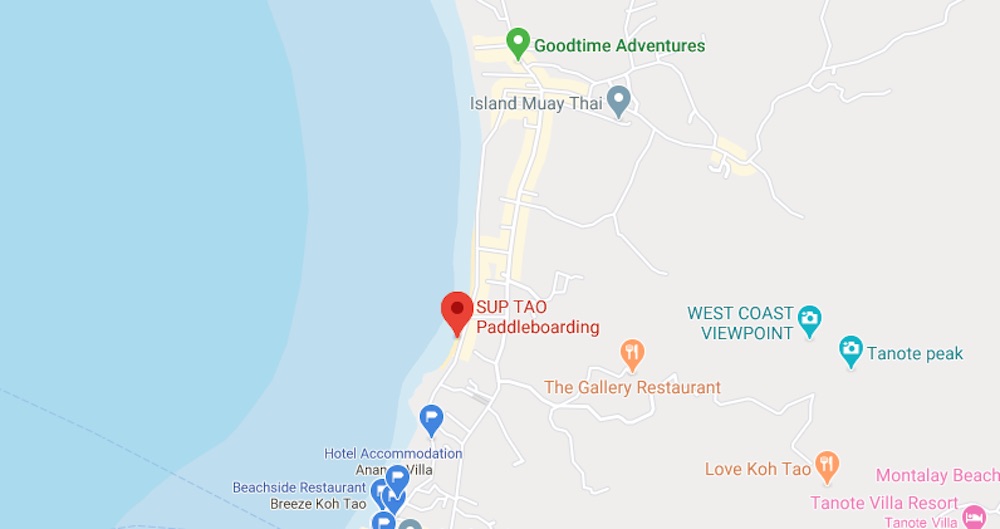 SUP Tao Paddleboarding Sairee Location